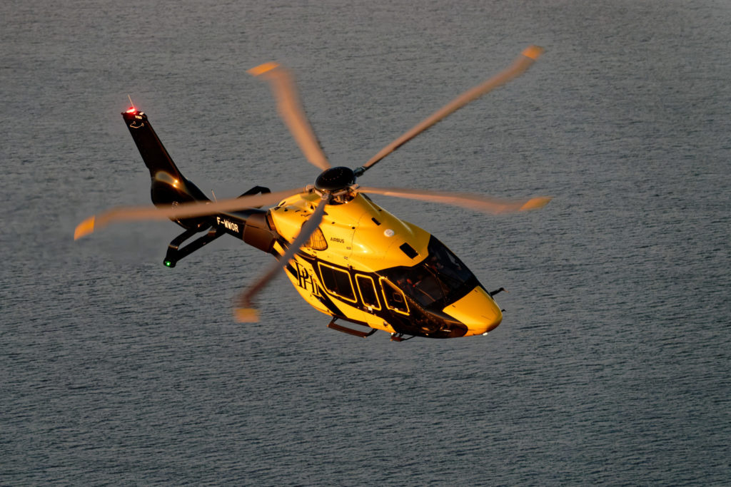 An Airbus H160 flies in PHI livery. The aircraft will soon travel to the U.S. to complete certification efforts with the FAA. Airbus Photo