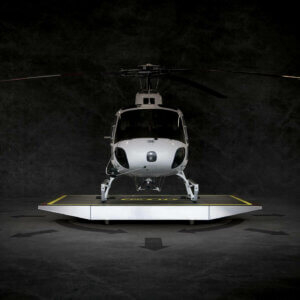 Helicopter sitting on Heliwagon