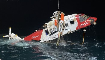 The aircraft was recovered from a depth of 220 meters below the surface. NSIA Photo